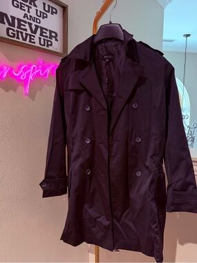 JULIO Black Double-Breasted Trench Coat